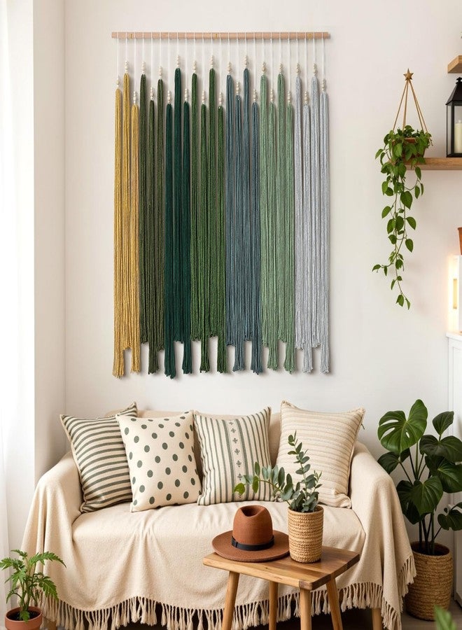 KHOYIME Macrame Wall Hanging Large Boho Home Decor Aesthetic, Bohemian Green Tassels Tapestry Modern Handmade Artwork Chic Wall Art Decorations for Living Dining Room Bedroom Nursery Office 38.5"x43" - Image 5